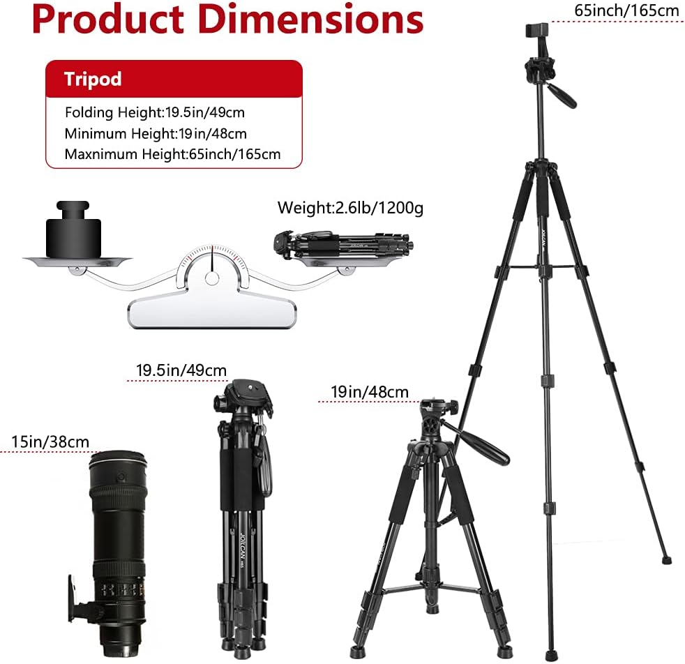 Tripod for Fotric 226B Aluminum 65" Max Height 3-Way Easy Pan