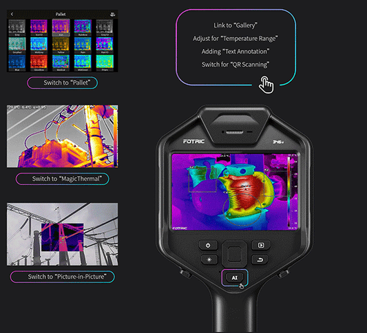 FOTRIC 347A Thermal Camera Artificial Intelligence with MagicThermal 480 x 360 Resolution 30Hz 25° Lens